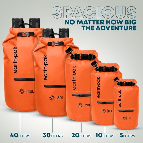 Earth Pak Waterproof Dry Bag - Durable Dry Bag Backpack with Zippered Pocket for Gear Protection