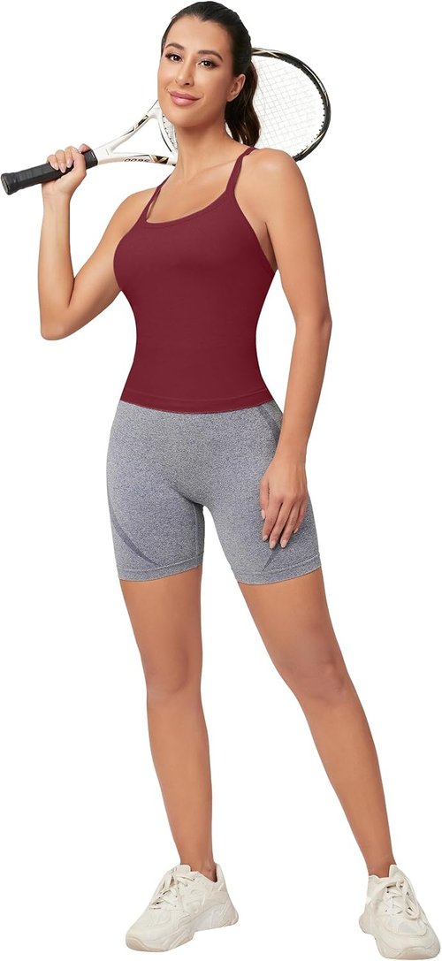 MathCat Workout Tank Tops - Sleeveless Gym Tops with Built-In Bra | Seamless Racerback Yoga Shirts
