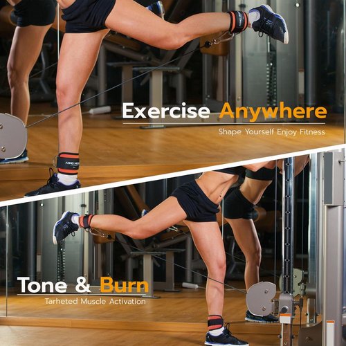Comfortable Adjustable Ankle Straps - Glute Cuff for Cable Machines | One Size Fits All