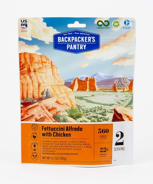 Backpacker's Pantry Fettuccini Alfredo with Chicken - Freeze-Dried Camping Meal - 40g Protein | 6 Servings