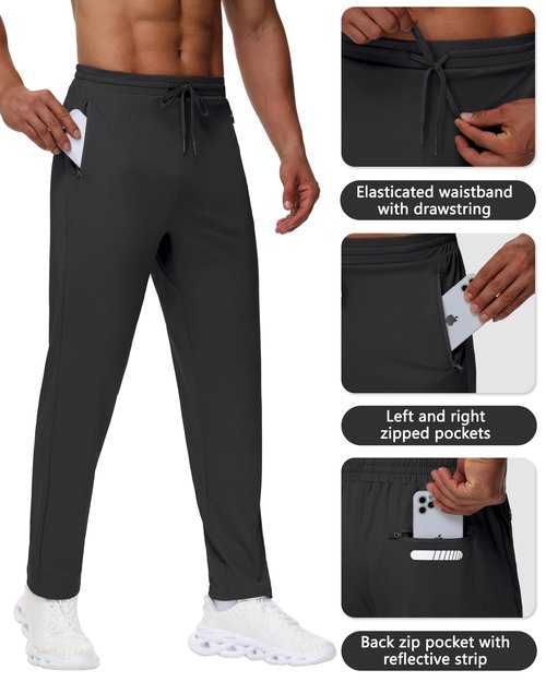 MIVEI Men's 34" Tall Sweatpants - Lightweight Athletic Workout Running Traning Track Joggers Pants with Zipper Pockets