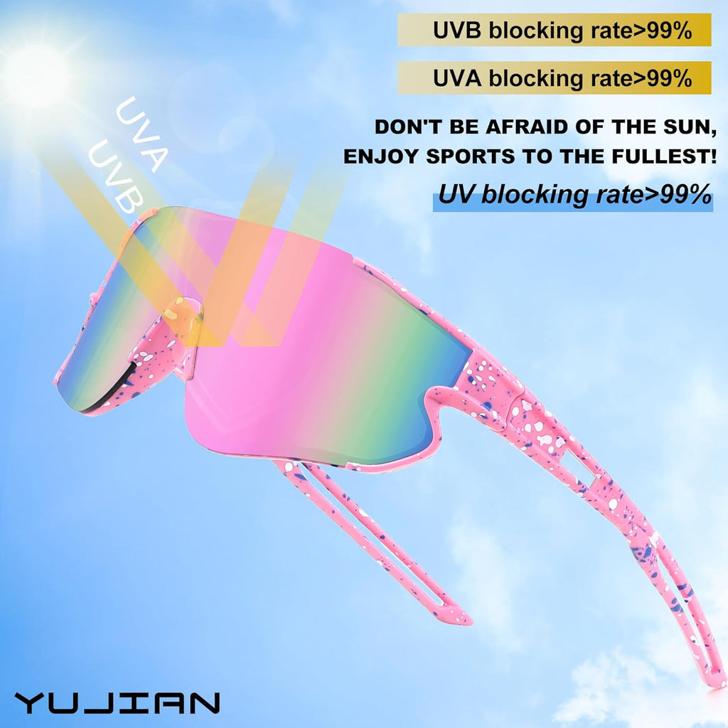 YuJian Kids Sunglasses - UV Protection Baseball & Softball Shades for Boys & Girls | 3-Pack