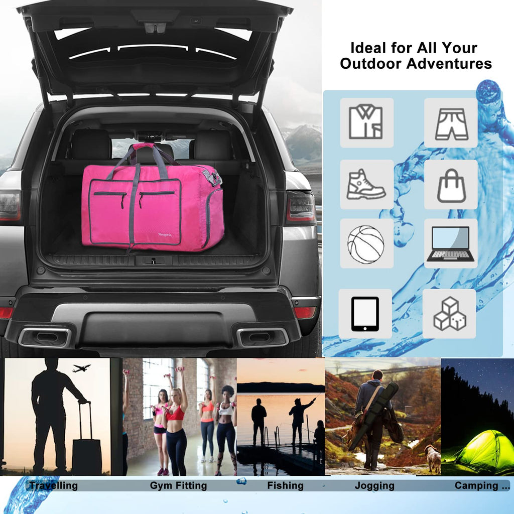 Woogwin Travel Duffel Bag Large Foldable Waterproof Overnight Bag for Beach Swim Bags Pool Sports Gym (100L Rose)