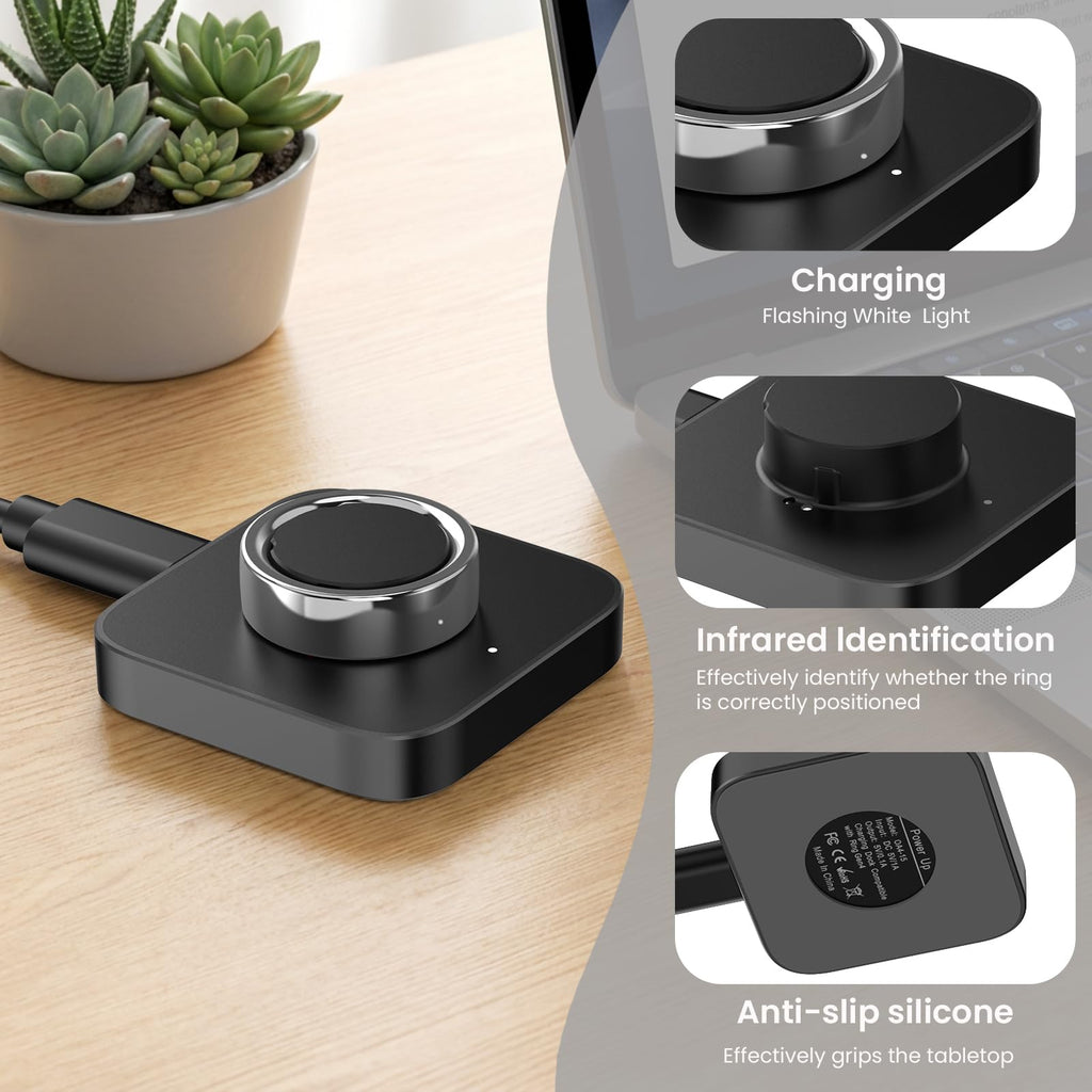 Underhub Compatible with Oura Ring Gen 4 (Size 10) Charger Fast Charging Dock with Infrared Sensing,Auto Stop Protection, Indicator, Non-Slip Base, Charger for Smart Ring Includes 59 Inch USB-C Cable