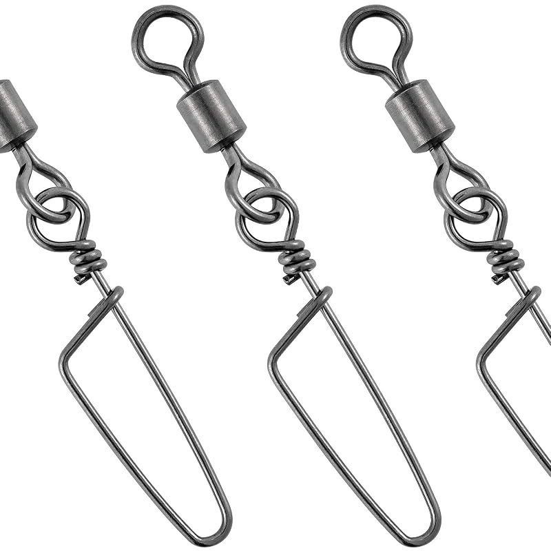 Dr.Fish 30 Pack Barrel Swivels, Stainless Steel Snap Crimps Lure Leader