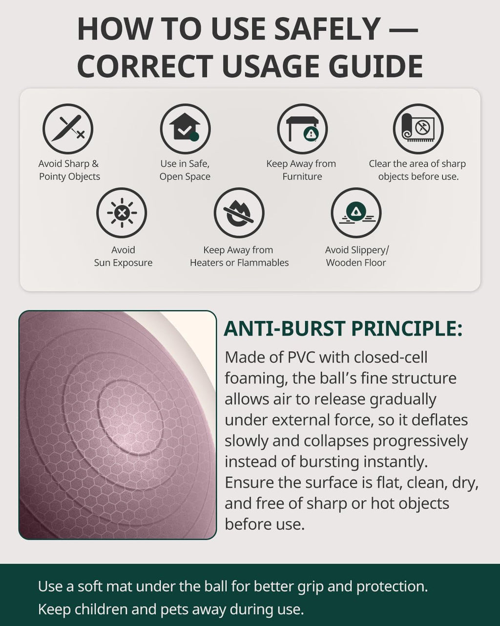 Trideer Exercise Ball - Stability Ball for Yoga, Pilates & Core Training | Office Seating & Balance Improvement