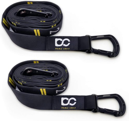 Double Circle Gymnastic Rings Straps - Quick Adjust Carabiner System & Exercise Video Guide for Full Body Workouts