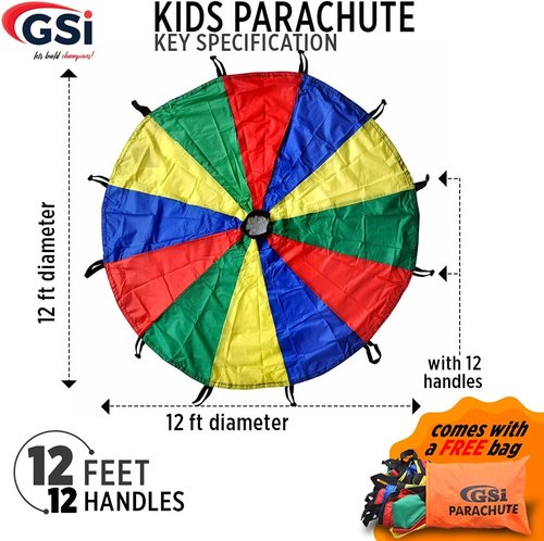 GSi Parachute - Durable 12ft & 6ft Parachute for Outdoor Fun and Adventure