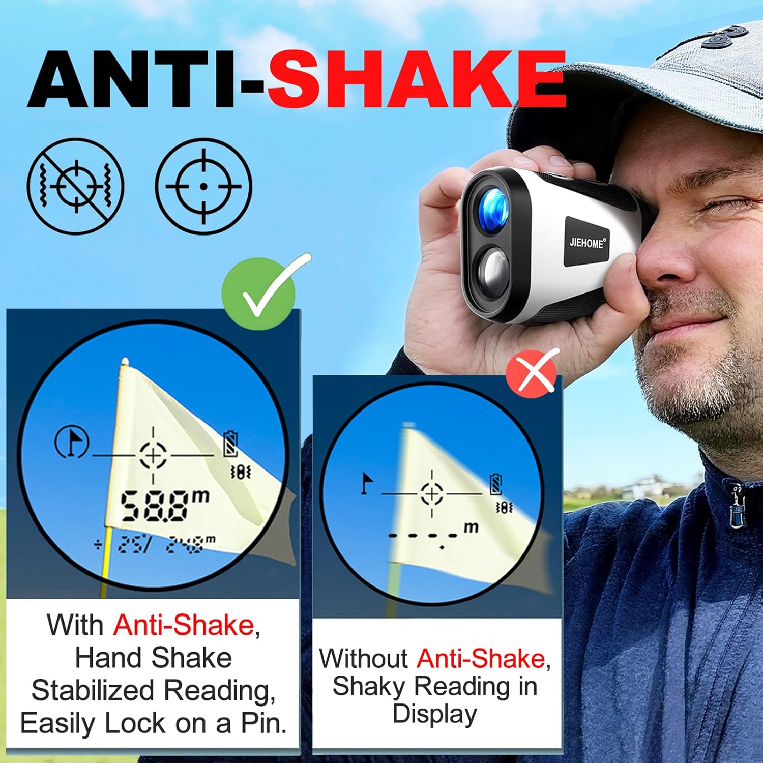 Skiennix Golf Rangefinder - Slope & Magnet Features, 1200 Yards, 7X Magnification, Rechargeable