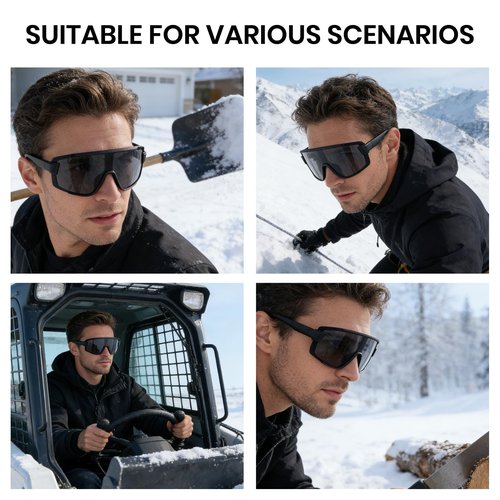 Cyxus Snow Shoveling Goggles for Men, Polarized Anti-Fog Windproof UV400 Protection Winter Gear Work P1584