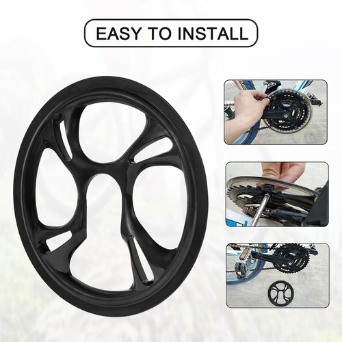 KingBra Bike Chain Guard Protector, 48T 4 Holes Plastic Bicycle Sprocket Protective Cover, Black Bike Chainwheel Protective Guard Cover with 4 Screws for Mountain Bikes, Road Bikes