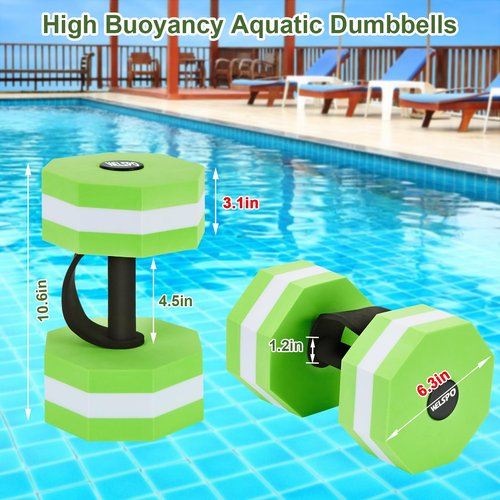 1 Pair EVA Foam Water Dumbbells for Pool Exercise, Water Weights Aquatic Exercise Dumbbells, Aquatic Fitness Weights, Enhance Your Fitness Journey with Water Aerobics Equipment and Pool Weights(Green)