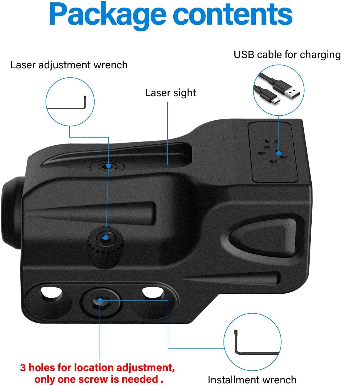 SOLOFISH Laser Sight for Pistol - Rechargeable Green/Red/Blue with Picatinny Rail