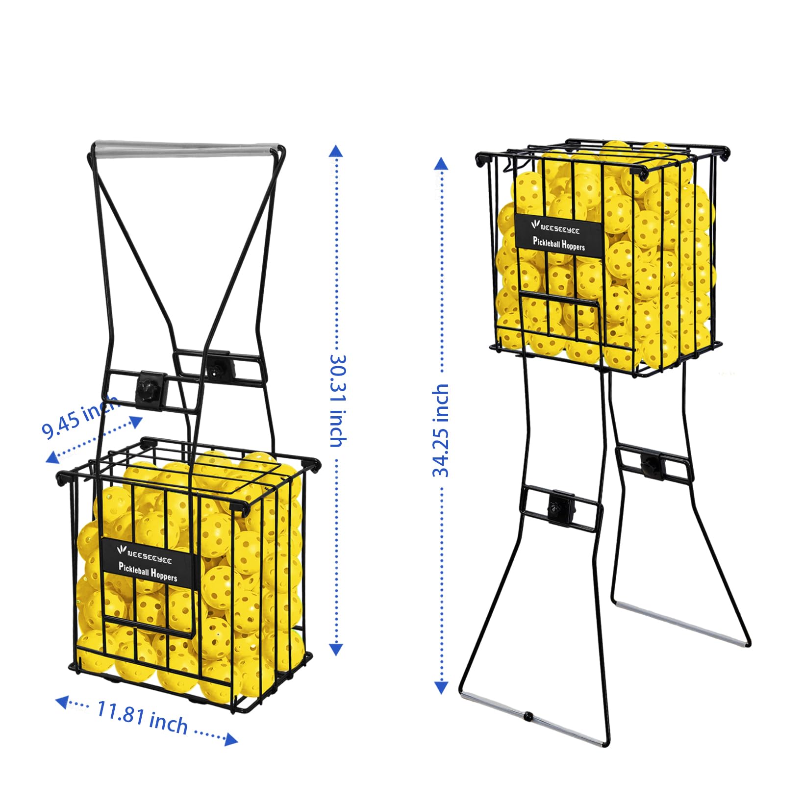 Pickleball Hopper Pickleball Picker Upper - Pickleball Retriever Basket Carrier Gatherer Picker Hopper Container for Picking and Storage Training Tool Holds 60 Pickleball