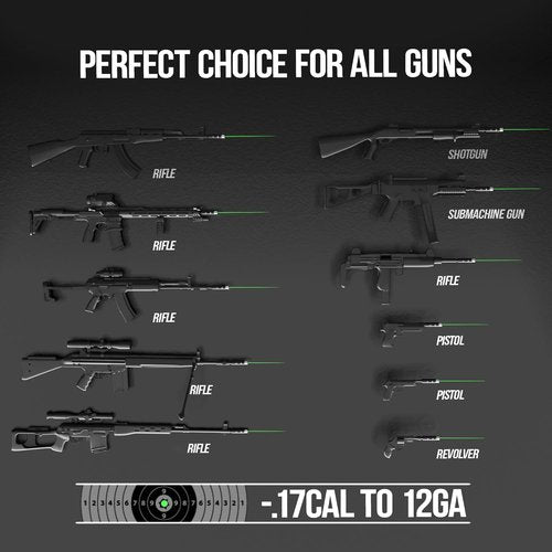 LaserLyte Green Laser Bore Sight Kit - Tool-Free Multi-Caliber Sighter with 64 Adapters for 0.17 to 12 GA