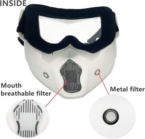 LJDJ Motorcycle Goggles - Anti-UV Removable Face Mask for Dirt Bike & ATV Riding | Adjustable Offroad Eyewear
