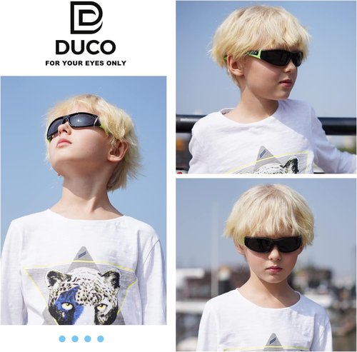 DUCO Kids Sunglasses - UV400 Protection for Boys & Girls | Ideal for Baseball, Cycling, Tennis, Age 6-10
