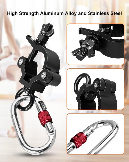 THXCHER 35-45mm Pole Dancing Hanging Clamp, 220lbs Capacity Heavy Duty Rotation Device with Locking Mechanism for Aerial Yoga Hammock Silk Fitness Training Equipment