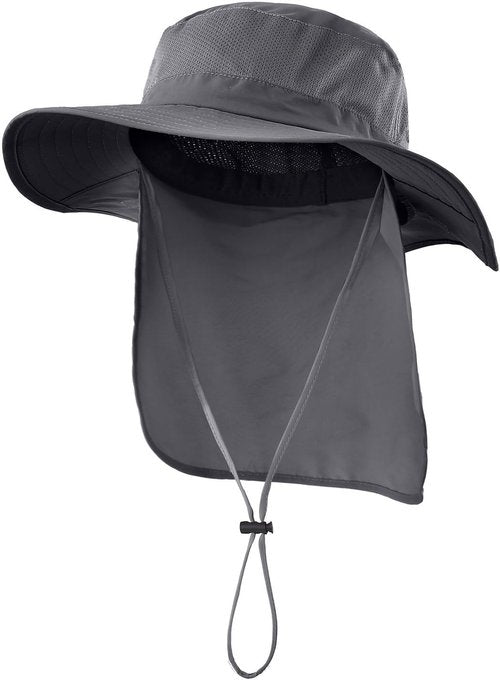 Home Prefer UPF50+ Mesh Sun Hat - Wide Brim Fishing Hat with Neck Flap for Men & Women