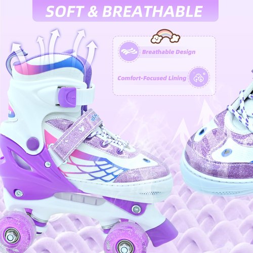 SMOOJOY Roller Skates for Boys Girls, Kids Skates, Adjustable Roller Skates with Light Up Wheels for Ages 3-5 RollerSkates for Youth Beginner