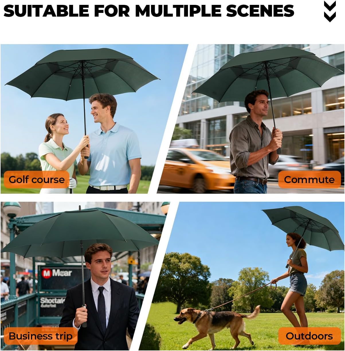 ZDSSM Automatic Open Golf Umbrella - Extra Large 54/62/68/72 Inch Windproof & Waterproof Design