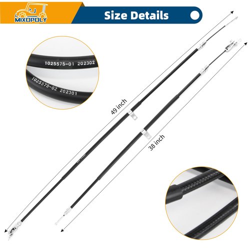 Mixopoly Golf Cart Brake Cable Kit for Club Car Precedent/Onward/Tempo 2004-up, Passenger and Driver Side Brake Cables, Replaces OEM 103528701 103528702 102557501 102557502