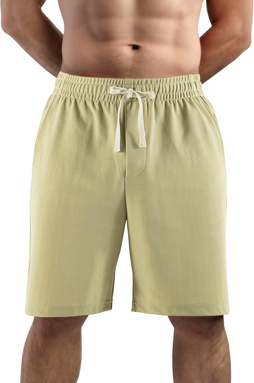 Lkrhzevg Men's Casual Beach Shorts - Elastic Waist, Drawstring, Athletic with Pockets | Perfect for Running & Vacation