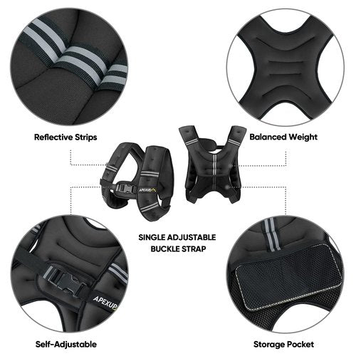 APEXUP 10lbs/Pair Adjustable Ankle Weights + Weighted Vest Men 20lbs Weights