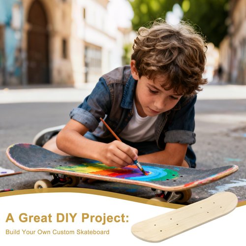 DIY Blank Skateboard Deck, 16.92 X 4.92 Inch Plain Custom Skateboard Deck for Double Sided Unfinished Maple Board, Art Painting and Creativity