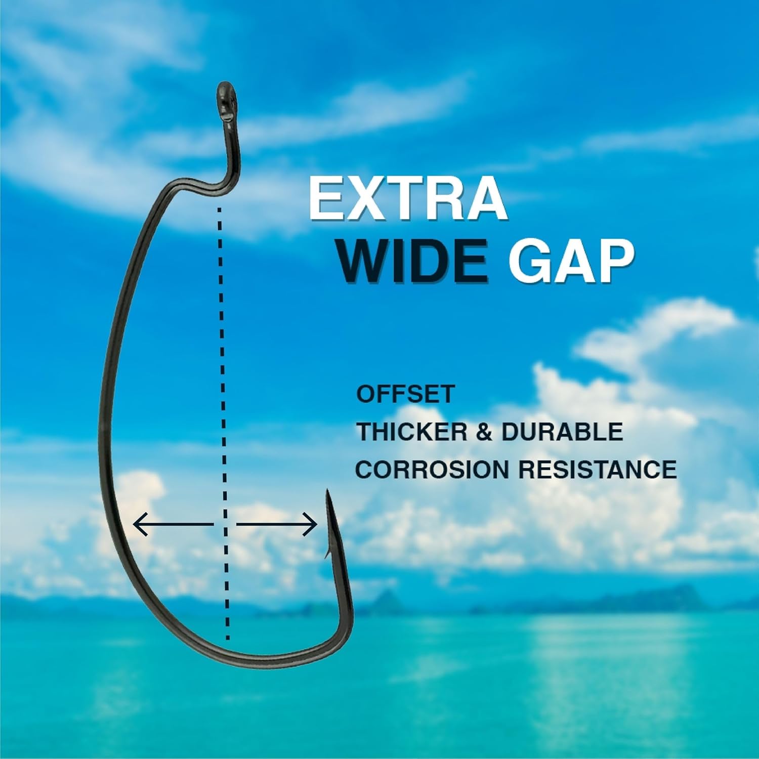 Reaction Tackle Offset EWG Worm Hooks - Super Strong Wide Gap for Texas Rig Soft Plastics | 25 Pack