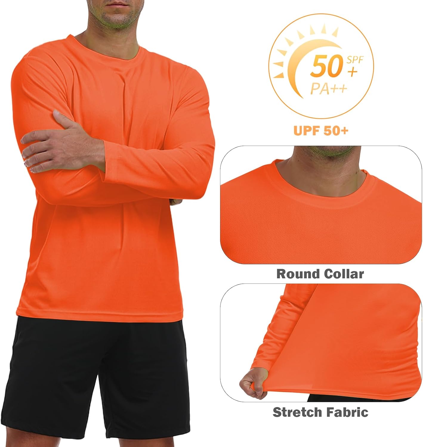 Skiennix Men's Long Sleeve Sun Shirt - Lightweight UV Protection Quick Dry Hiking & Fishing Tee