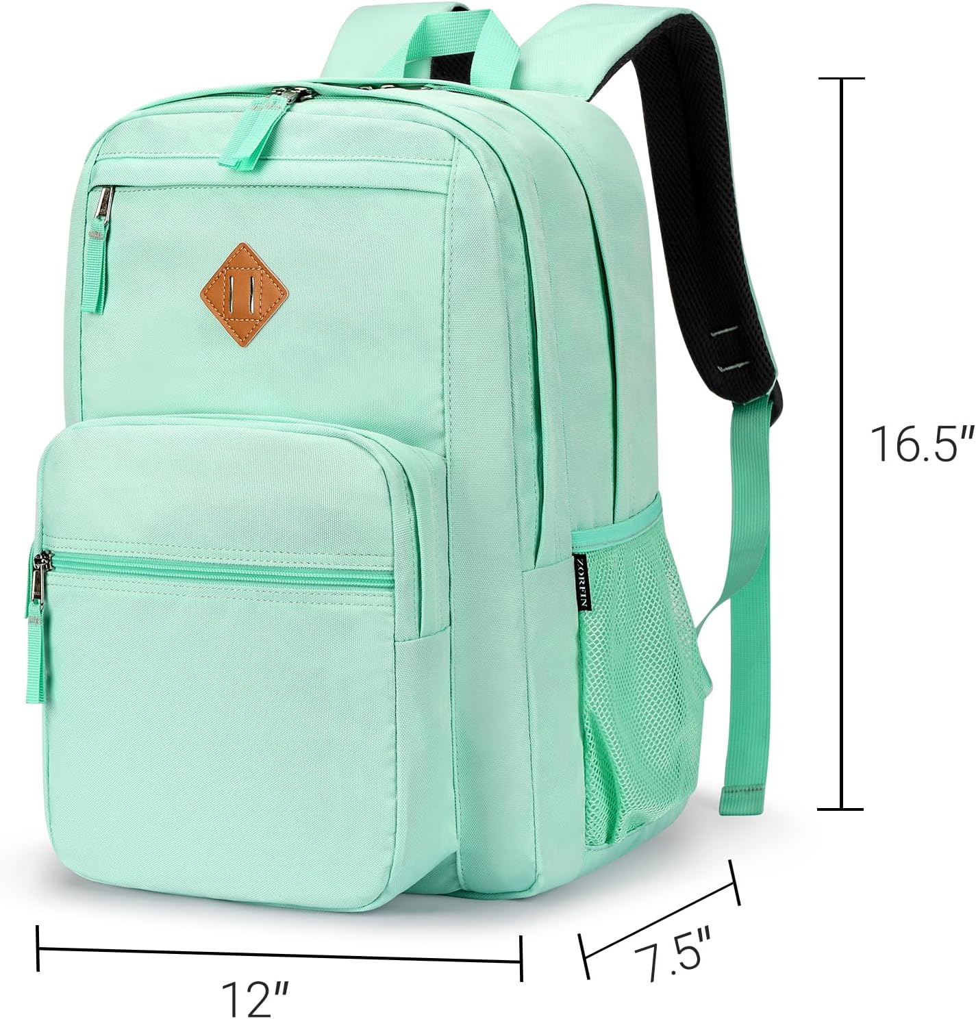 ZORFIN 26L Water Resistant Backpack for College & Travel - Stylish Mint Color