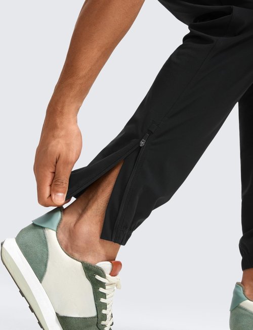 CRZ YOGA Athletic Joggers for Men 31" - Lightweight Running Training Pants with Zip Pockets and Ankle Zippers Black Large