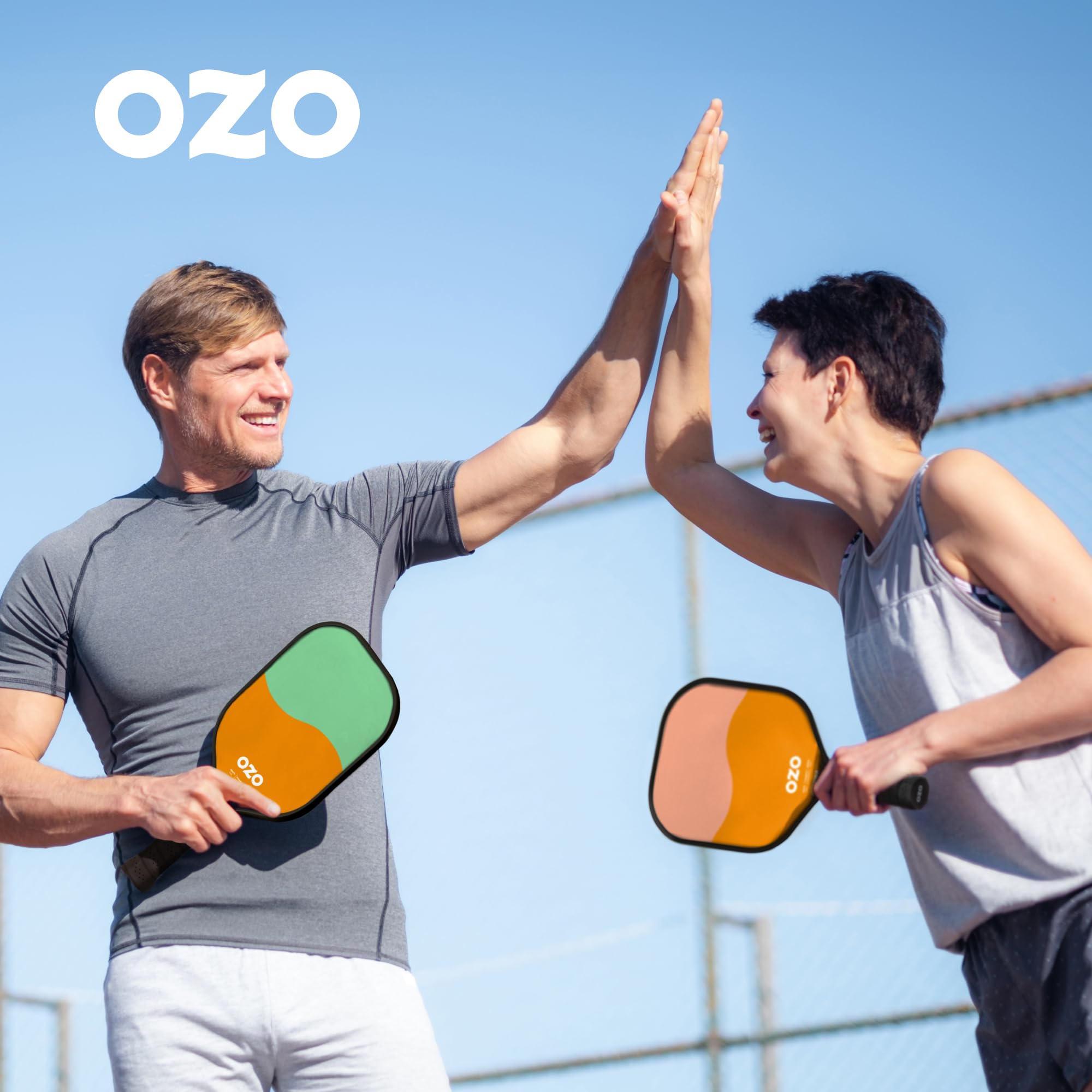 OZO Pickleball - Set of 2 Paddles + 4 Balls - Spark Inceptra Gelato (Beginner Control) +Indoor & Outdoor Balls + Carrying Bag
