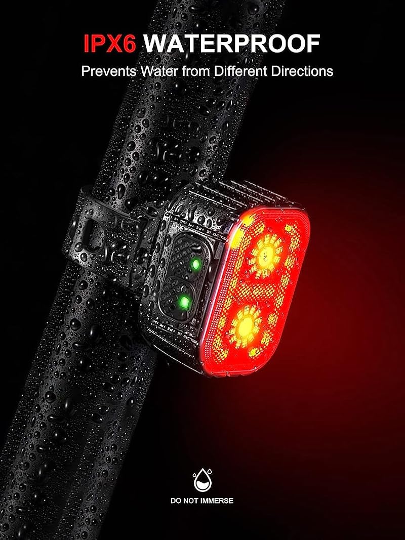 Bike Lights Set 2 LED Front & Rear, Rechargeable, IPX6 Waterproof, Multiple Modes - 2 Led*2