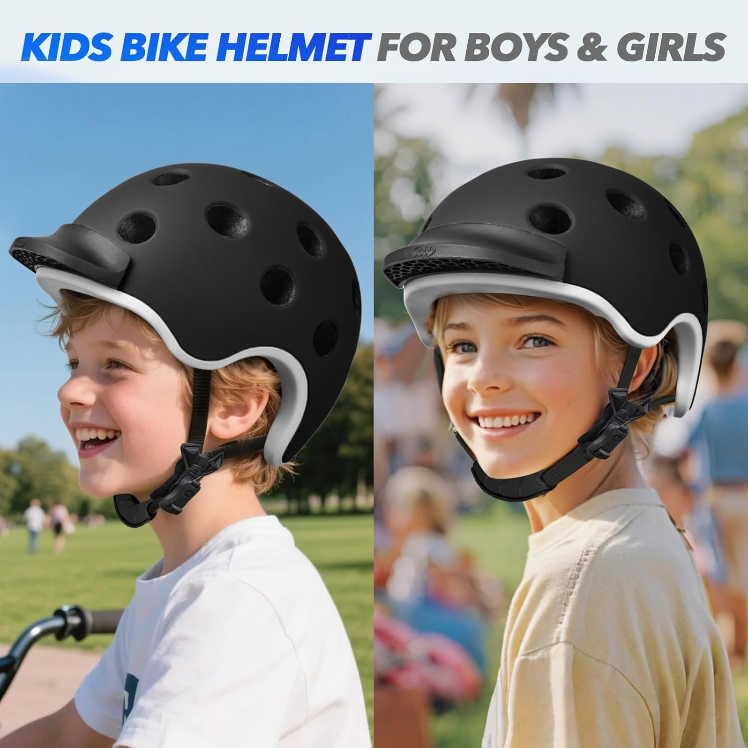 Wemfg Kids Bike Helmet - Adjustable Lightweight Design with Magnetic Buckle | Multi-Sport Use for Ages 5-14