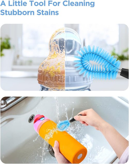EasyAcc Water Bottle Cleaner Brush - 3 Pack Long Handle Straw & Nipple Brush for Owala, Stanley, Hydroflask