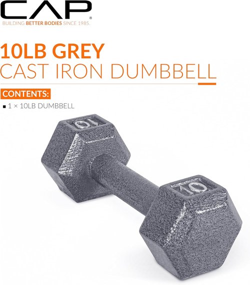 CAP Barbell Cast Iron Hex Dumbbell - Durable Weight Training Equipment | Multiple Sizes Available