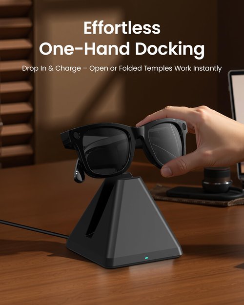 Charging Station Compatible with Ray-Ban（Gen 1 & Gen 2）& Oakley Meta Smart Glasses – Safe & Stable Charger with Proprietary Handshake Protocol, Accessories for Wayfarer, Headliner, Skyler, HSTN