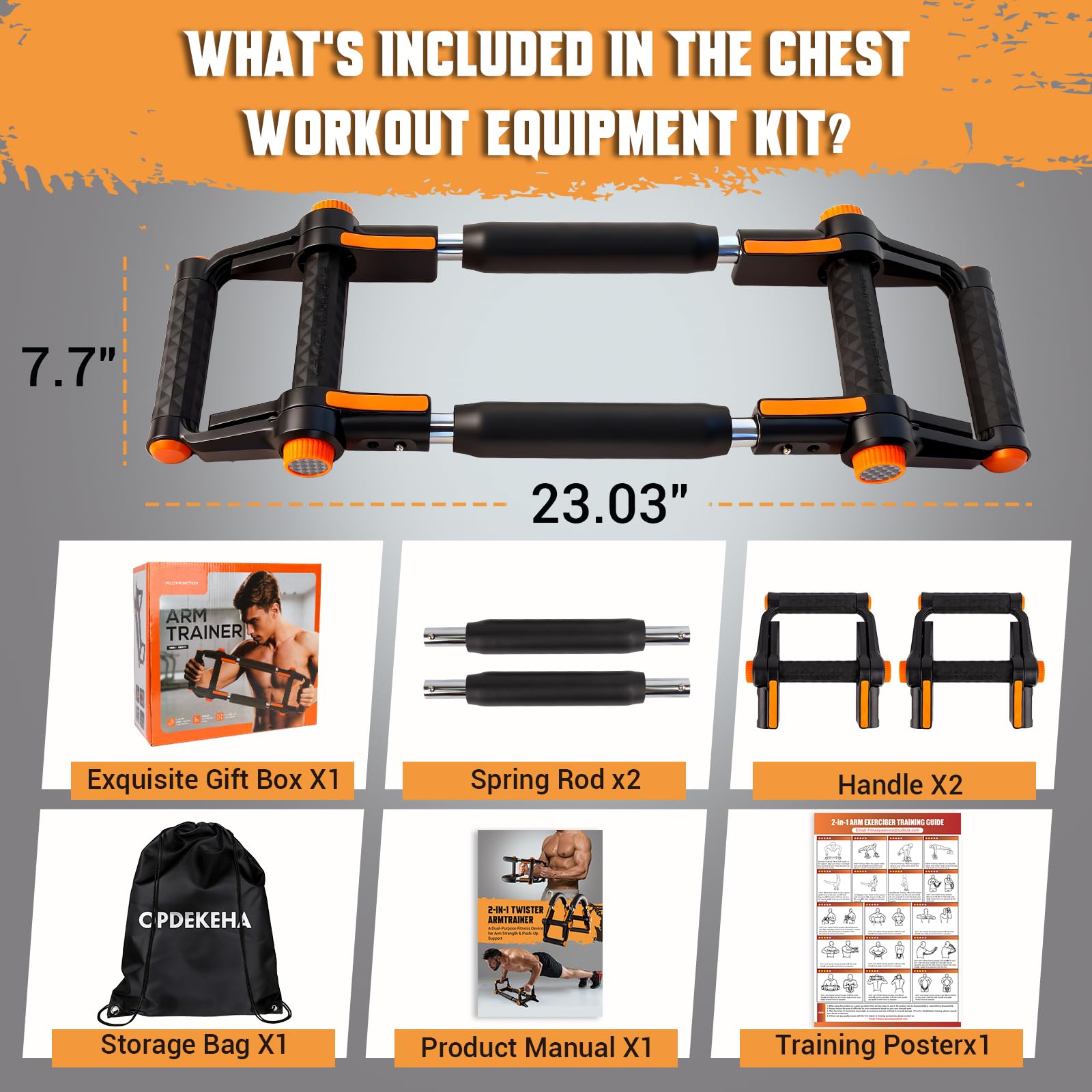 Twister Arm Trainer, 3 in 1 Adjustable Chest Trainer for Men with Poster & Storage Bag, Multifunctional Push up Bar, Home Gym Chest Workout Equipment for Arm Strengthening Chest Builder (130-150 lbs)