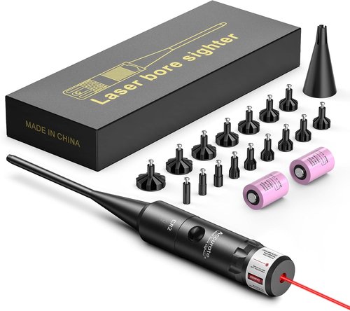 EZshoot Bore Sight Kit - Bright Green/Red Dot Sighter with Easy Big Button Switch | Fits .17 to 12GA Caliber