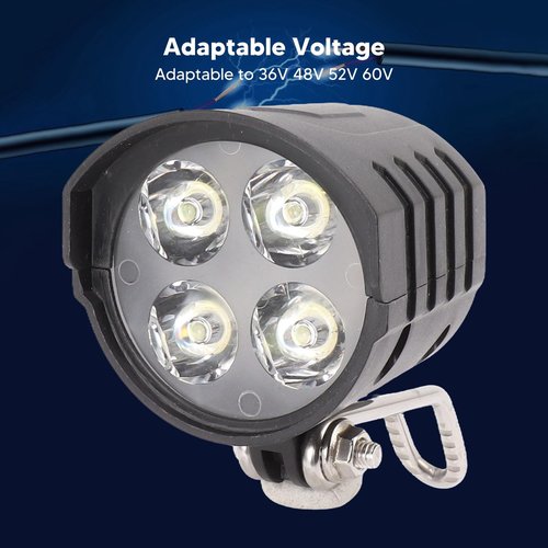 CYTGOUPER 36V 48V 52V 60V Electric Scooter Front Light,3 Pin 12W EBike Headlight with 4 Light Beads Horn,Mini Ebike Front Lights with 1.5M Wire for Night Riding Motorcycle