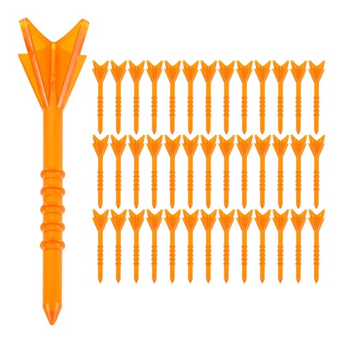 MUXSAM 40Pcs Golf Tees 3 1/4 Inch(83mm), Plastic Golf Tees 4 Prongs Stability Tees, Unbreakable Long Golf Tees with Tick Marks, Durable Stable Golf Tees for Practice Golf Lover, Orange