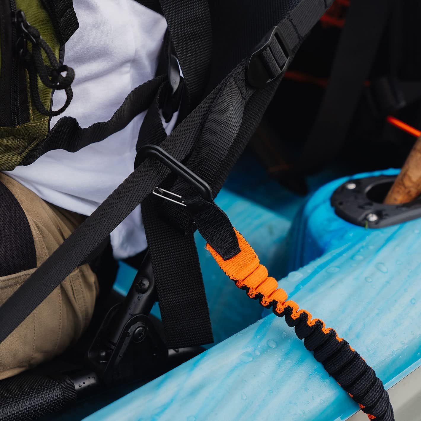 Pelican Paddle Leash | Stretchable Coiled Fishing Rod Holder for Kayak & SUP Paddles