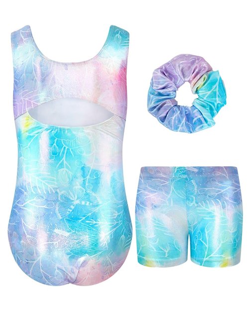 Gogokids Gymnastics Leotards for Girls, 3-4 Years Sparkly Sleeveless Biketards Unitards with Shorts Dance Ballet Tumbling Outfits