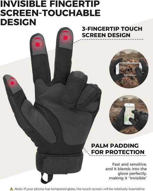 KEMIMOTO Tactical Gloves - Touchscreen Motorcycle Gloves with Hard Shell & Palm Padding | Ideal for Cycling, Hunting, and Hiking