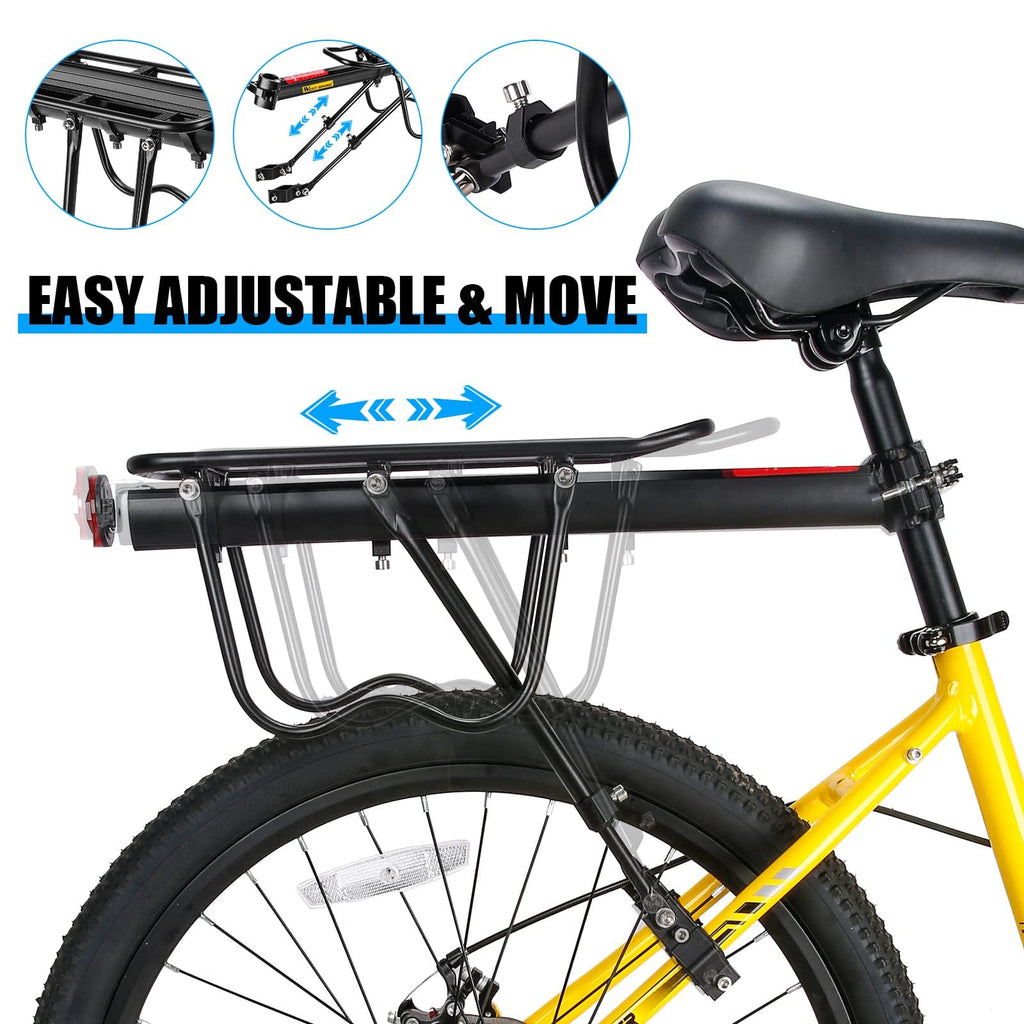 West Biking 110Lb Capacity Almost Universal Adjustable Bike Cargo Rack Cycling Equipment Stand Footstock Bicycle Luggage Carrier Racks with Reflective Logo