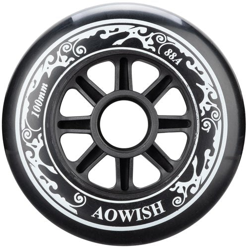 AOWISH 100mm Speed Inline Skate Wheels 100 mm Roller Blades Wheel 88A Outdoor Speed Skating Shoes Replacement Wheels, Black, Set of 3