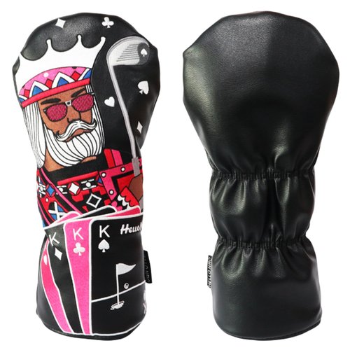 Golf Club Covers – Funny Poker Leather Driver Headcover, Fairway Wood & Hybrid, Cool Embroidered Golf Headcovers, (Black)