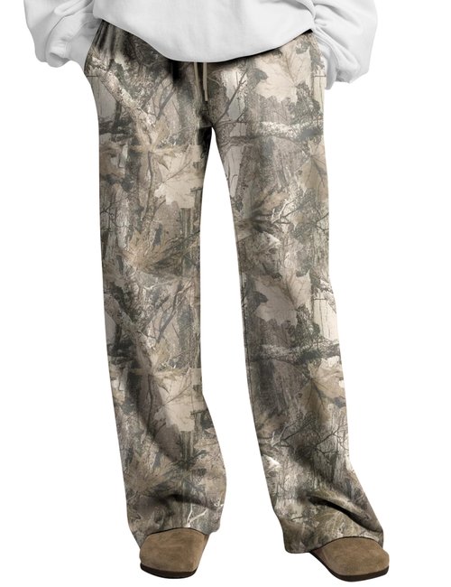 HOCANDY Womens Wide Leg Camo Sweatpants Baggy Drawstring High Waisted Camouflage Sweat Pants Fleece Camo Pants with Pockets
